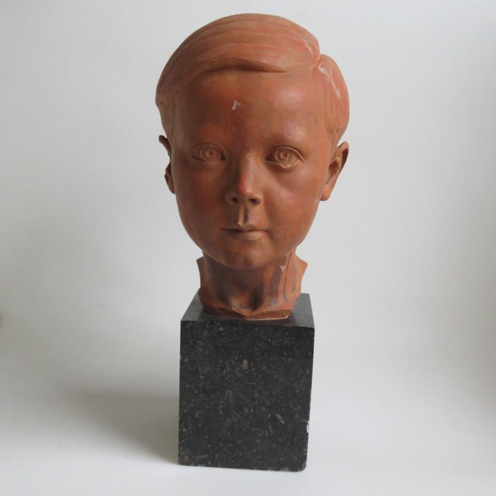 beeld terracotta Frans Lemaitre kinderhoofd 1934, Ophalen of Verzenden