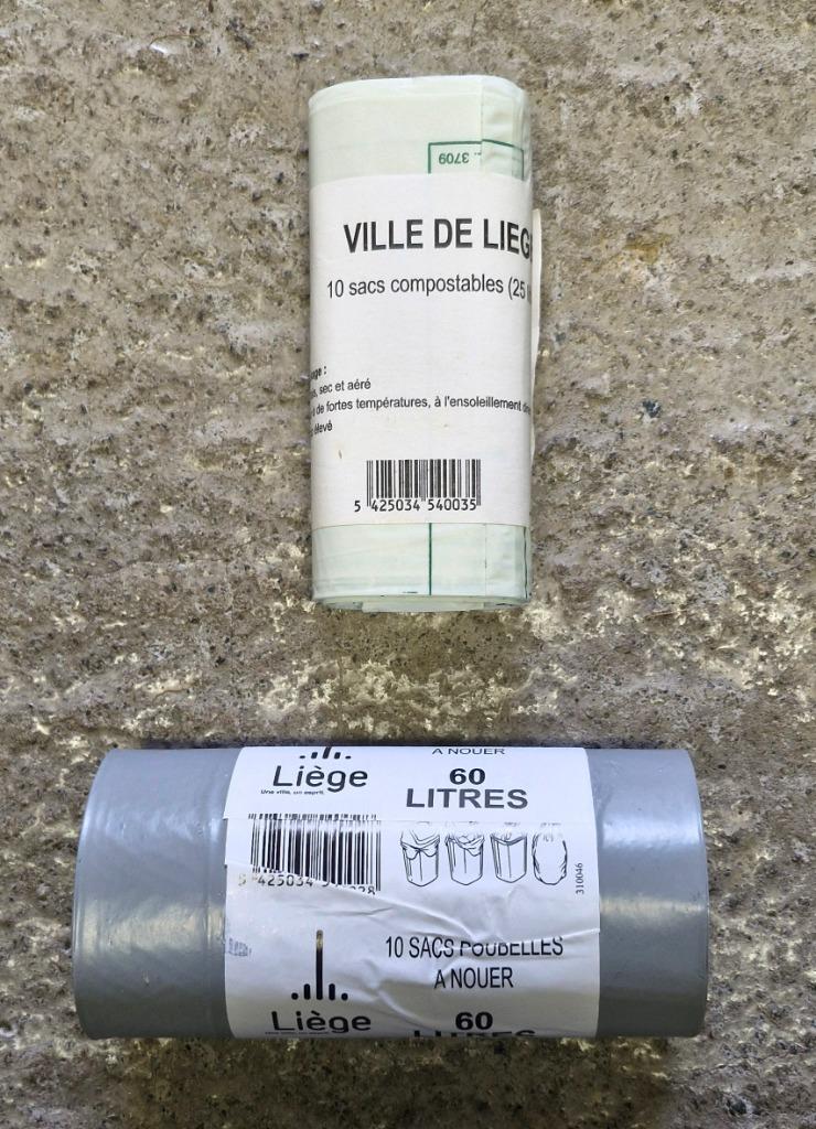 Sacs poubelles (gris 60L & vert 25L) - Ville de Liège - Pack, 40 liter of meer, Ophalen of Verzenden, Nieuw