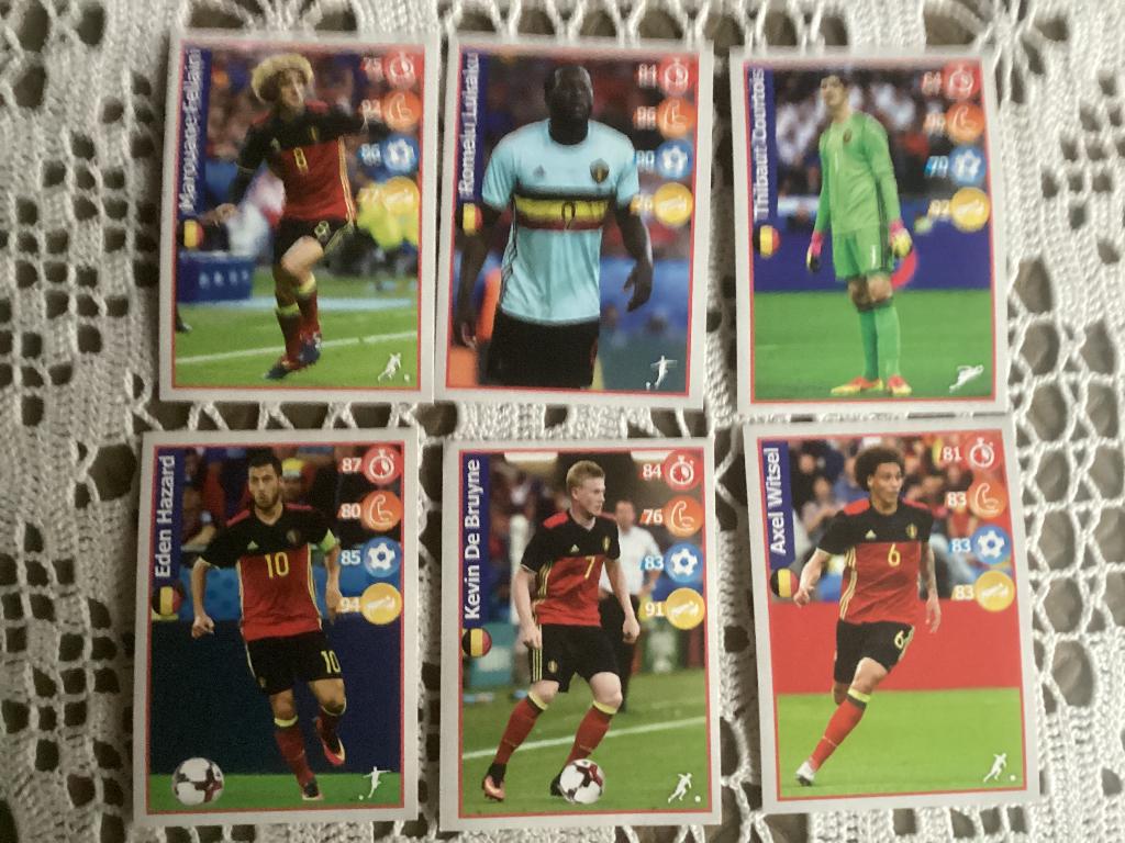 6 stickers Panini rode duivels van KELLOGG’s, Ophalen of Verzenden, Gebruikt, Meerdere stickers