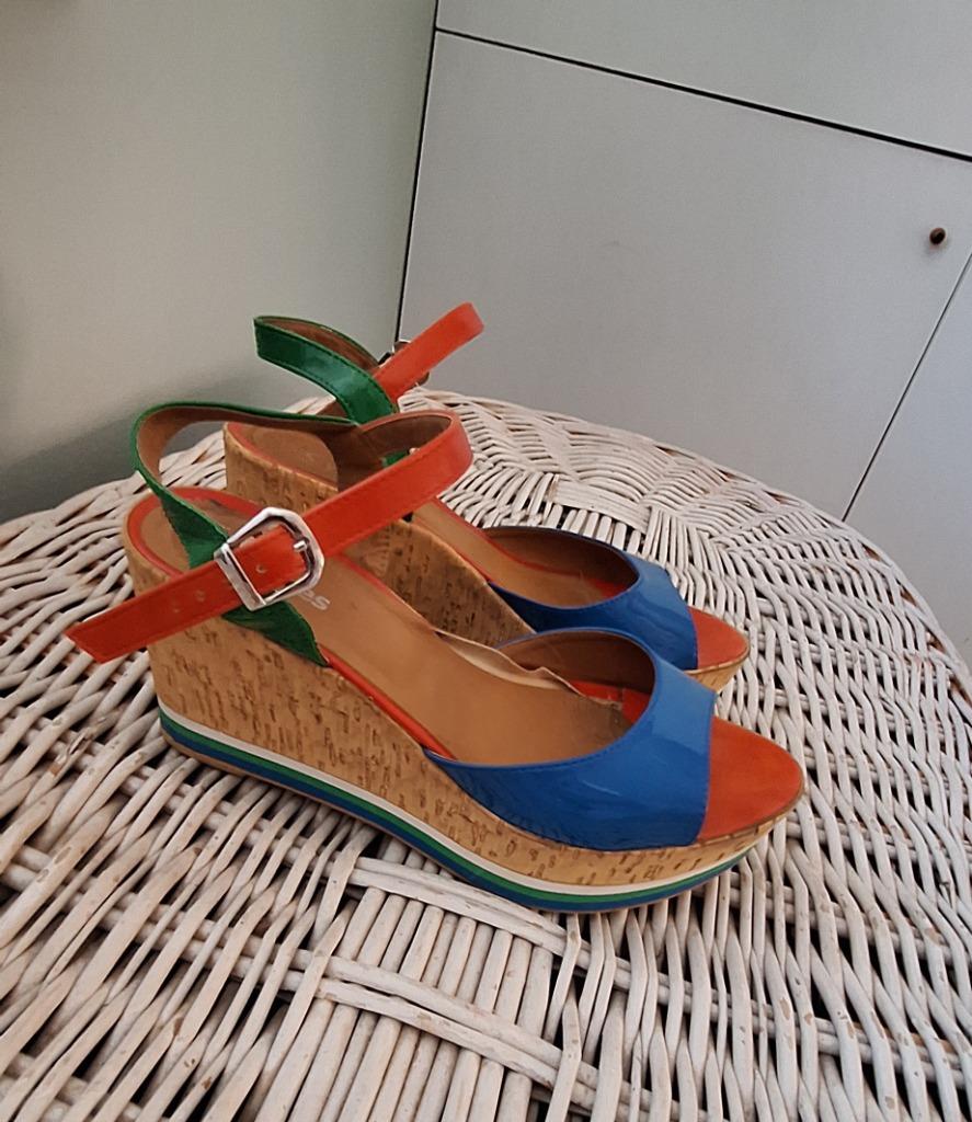vintage sandalen, Kleding | Dames, Ophalen, Blauw, Cypress, Zo goed als nieuw