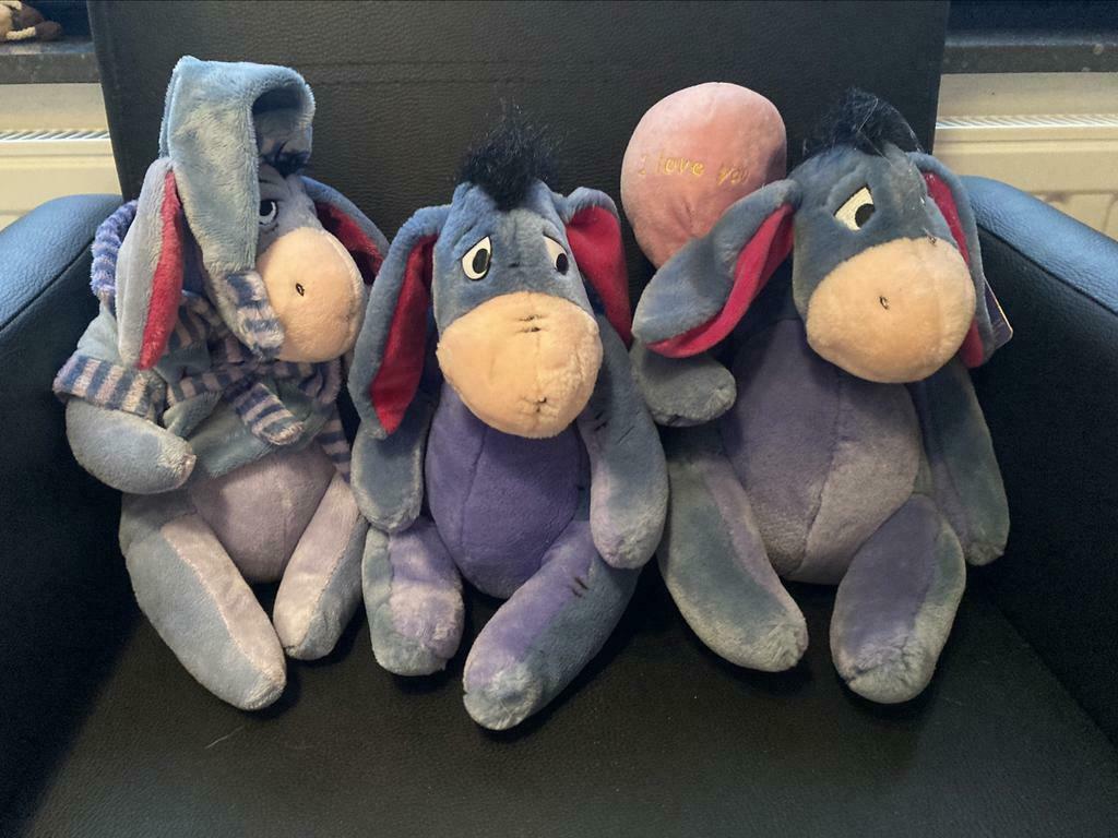 3 kleinere Eeyore pluche, Ophalen of Verzenden, Zo goed als nieuw