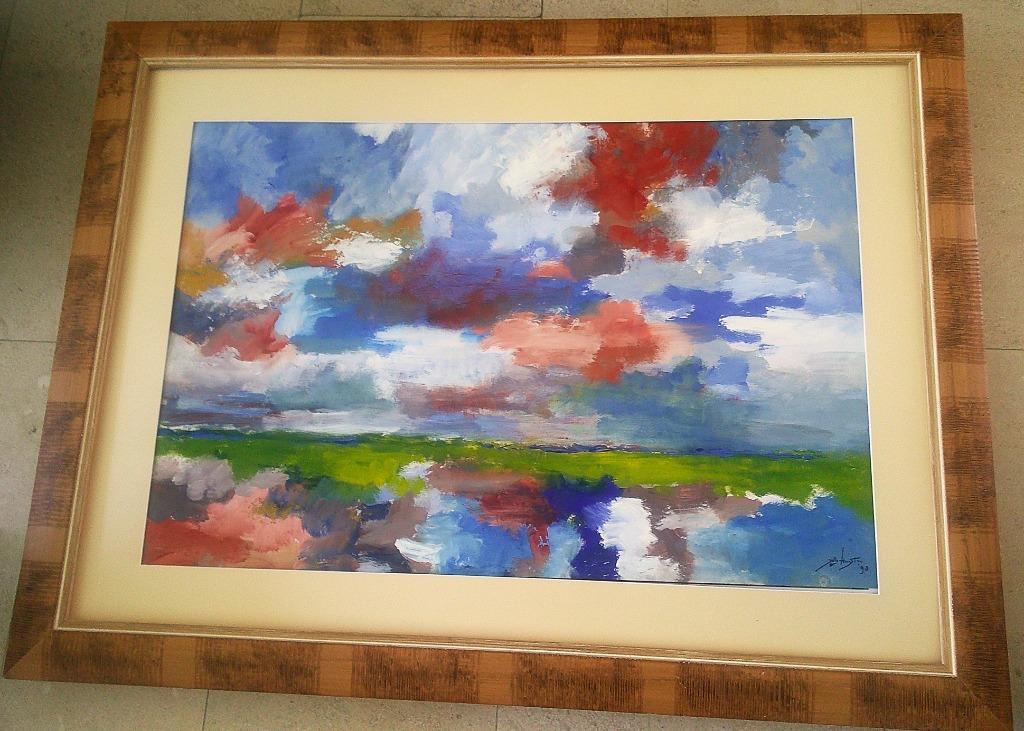 Abstraherend Landschap '97 - Jelle Hoogstra (1924-2003), Antiek en Kunst, Kunst | Schilderijen | Klassiek, Ophalen of Verzenden