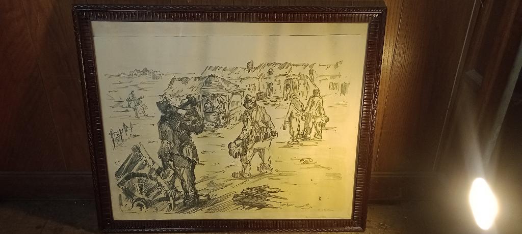 Originele tekening genummerd,gesigneerd,1e oorlog,75x62,n488, Ophalen