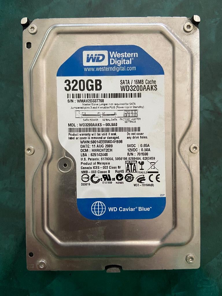 WD Blue 320GB Harde Schijf – 7200 RPM – SATA – WD3200AAKS, Intern, Gebruikt, Desktop, SATA