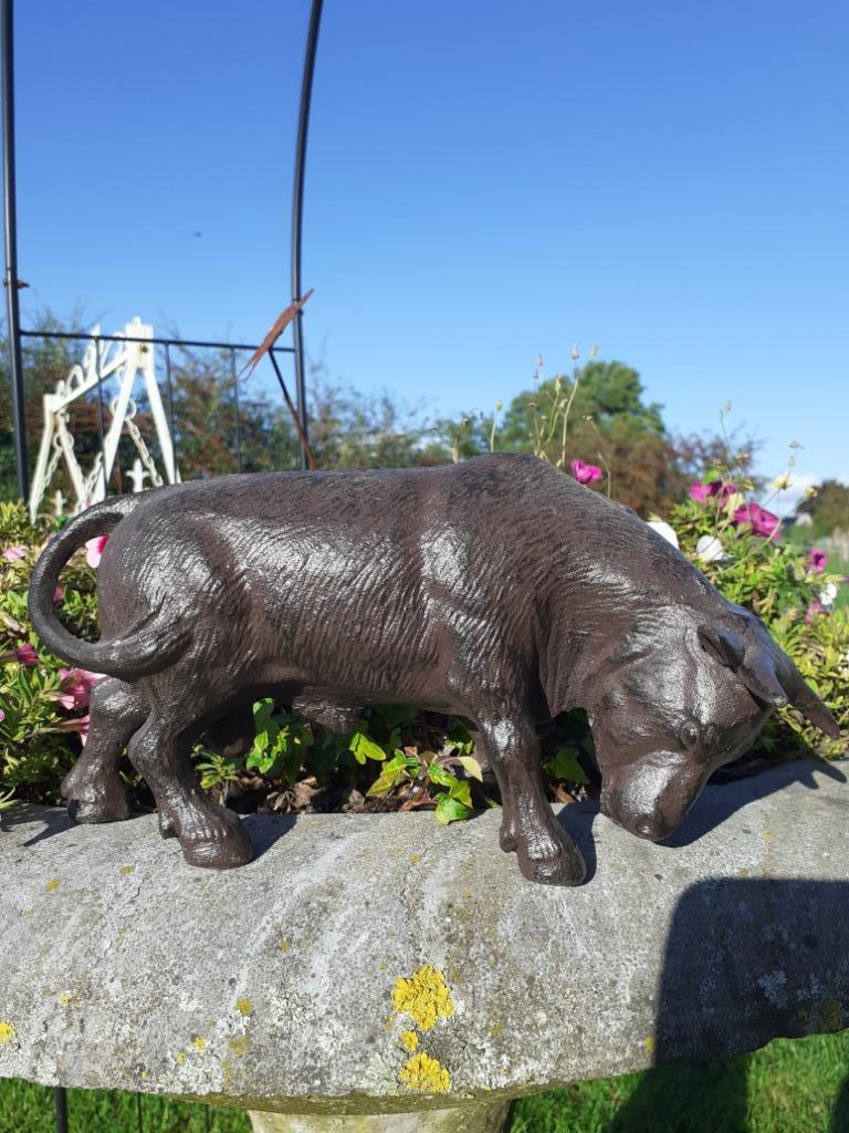 Gepatineerde gietijzeren stier, Ophalen of Verzenden, Nieuw, Hout, Brocante