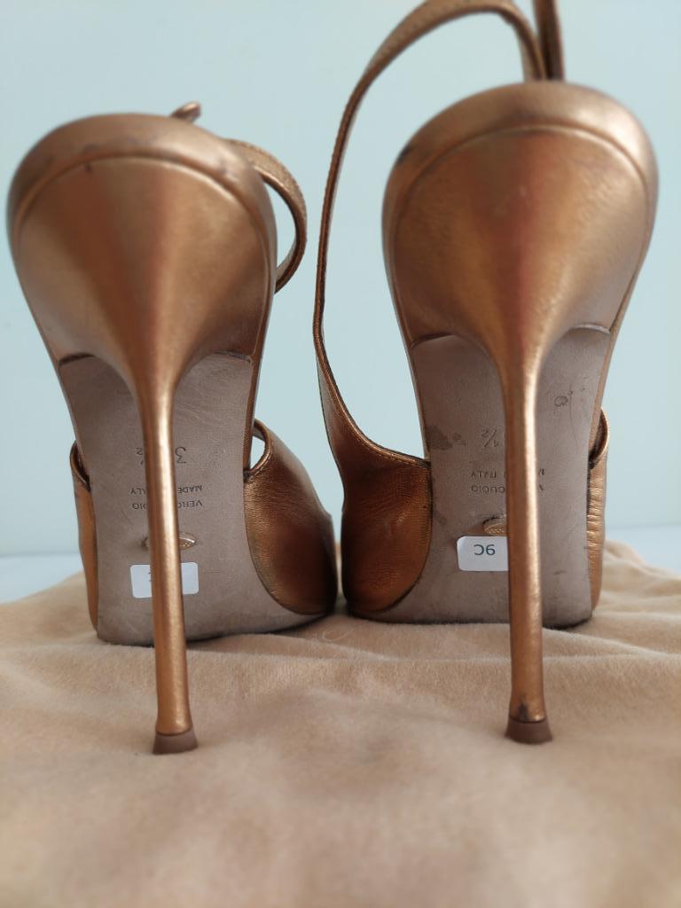 9C* Sergio ROSSI luxe sandalen goudkleurig vol leer (38.5), Pumps, Overige kleuren, Sergio Rossi, Verzenden