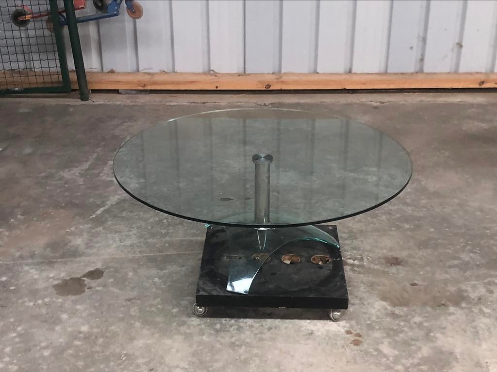 Glazen ronde salontafel 110cm  *PRICEDROP*, Ophalen, 100 tot 150 cm, Rond, Glas