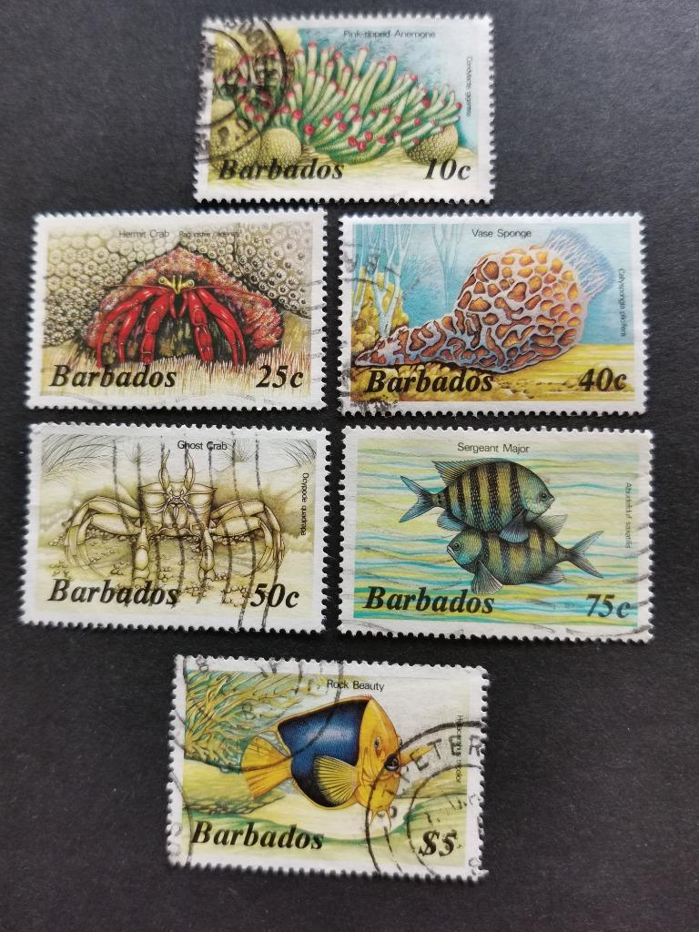 Barbados 1985 - onderwaterfauna, Ophalen of Verzenden, Gestempeld, Midden-Amerika
