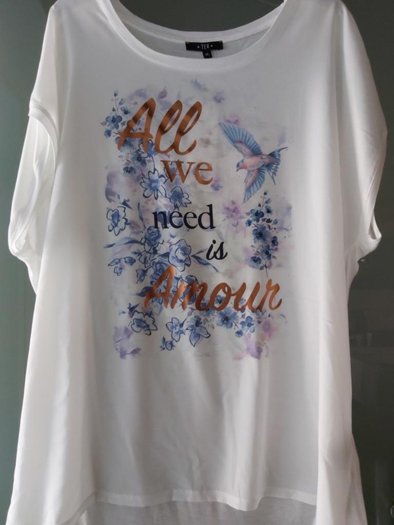 T-shirt Wit met tekst Maat XL, Verzenden, Wit, Maat 46/48 (XL) of groter, Zo goed als nieuw