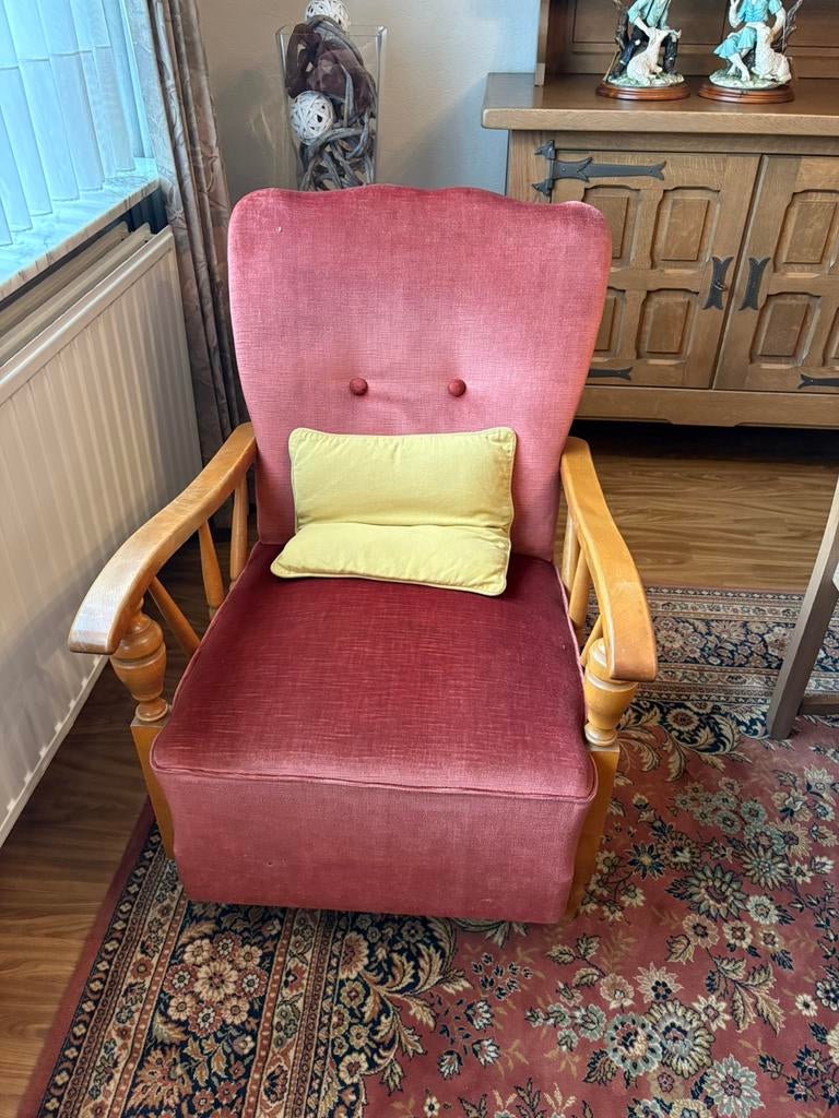 Oude zetel 1-zit, Huis en Inrichting, Fauteuils, Ophalen, Gebruikt, Stof