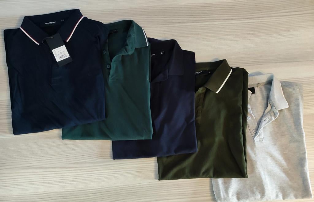 10 polo's (L), 3 lange broeken (32/34), 2 truien (M)., Kleding | Heren, Ophalen