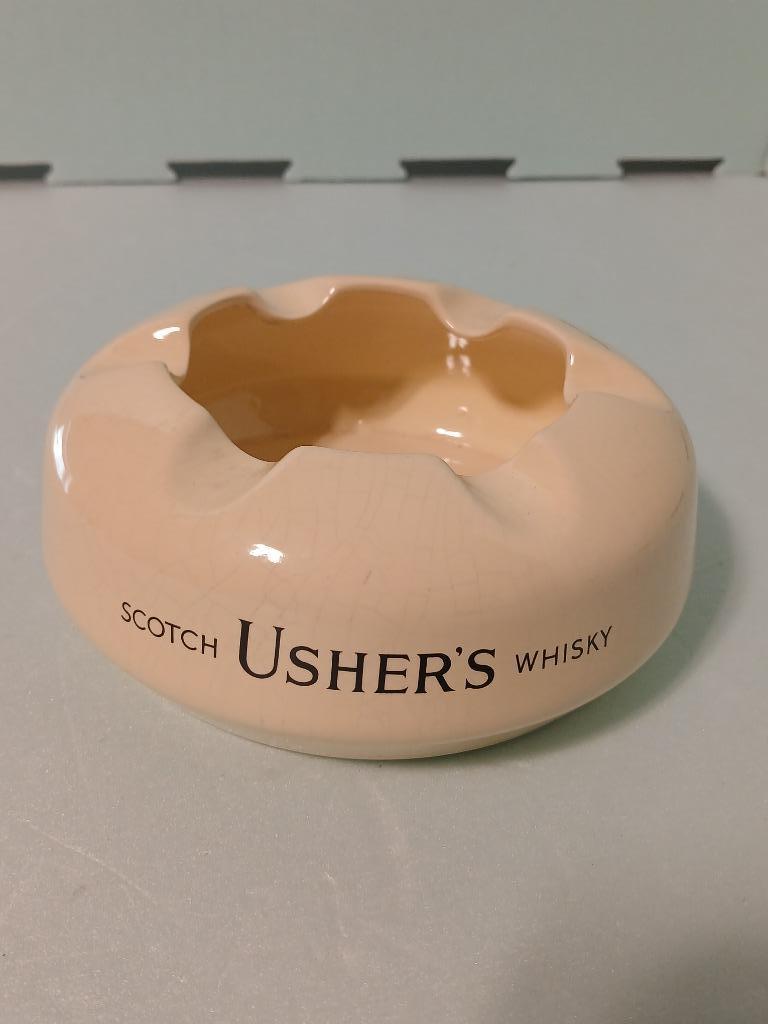 Oude ronde asbak van SCOTCH USHER'S WHISKY in perfecte staat, Ophalen of Verzenden, Zo goed als nieuw, Asbak