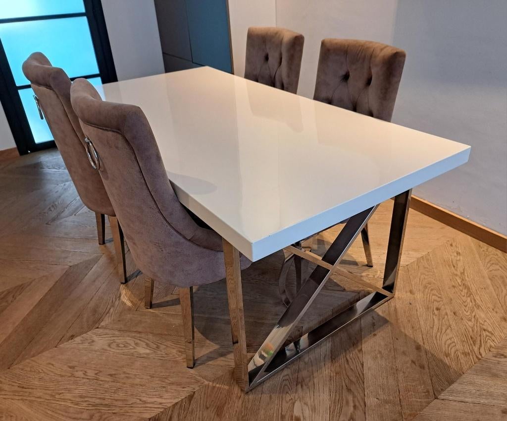 TABLE DE SALLE À MANGER BLANCHE DE LUXE 180 x 90 cm, Maison & Meubles, Tables | Tables à manger, Enlèvement, Comme neuf, Rectangulaire