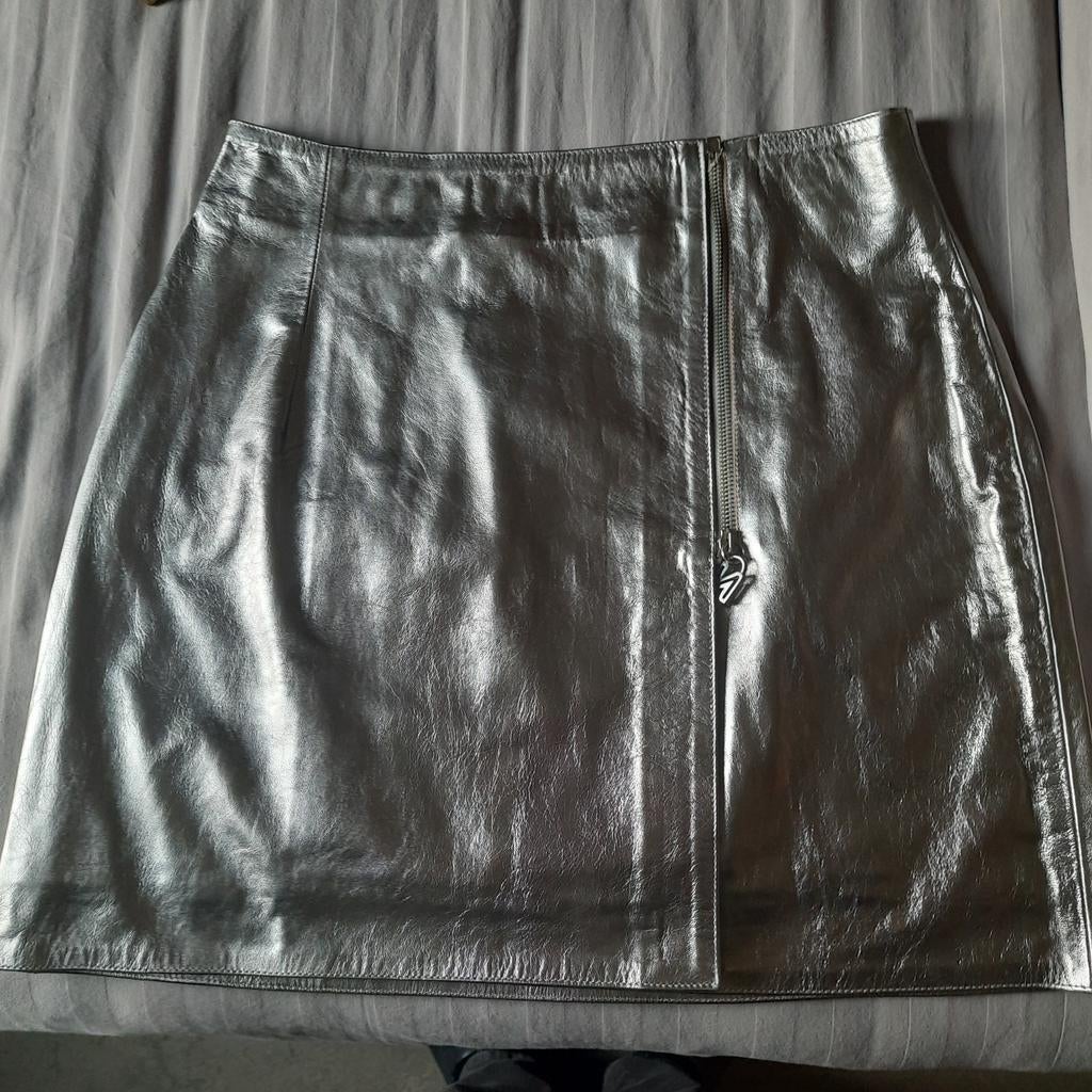 NOUCHKA*JUPE EN CUIR*ARGENTÉ*38/40*NEUF*, Neuf, Taille 38/40 (M), Autres couleurs, Enlèvement