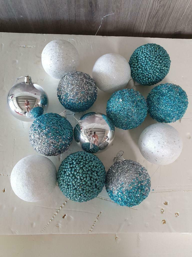 Zeer mooie grote blauw/zilveren kerstballen, Enlèvement ou Envoi, Comme neuf