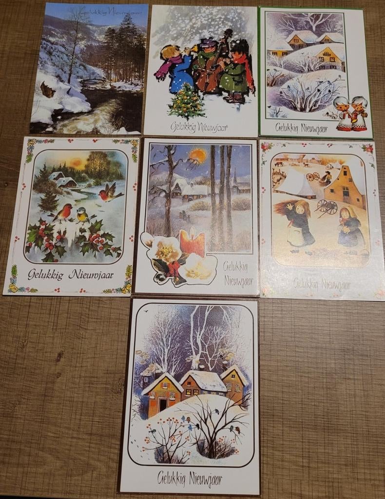 7 oude postkaarten: Kerst en Nieuwjaar, Verzamelen, Ophalen of Verzenden, Ongelopen, Feest(dag)