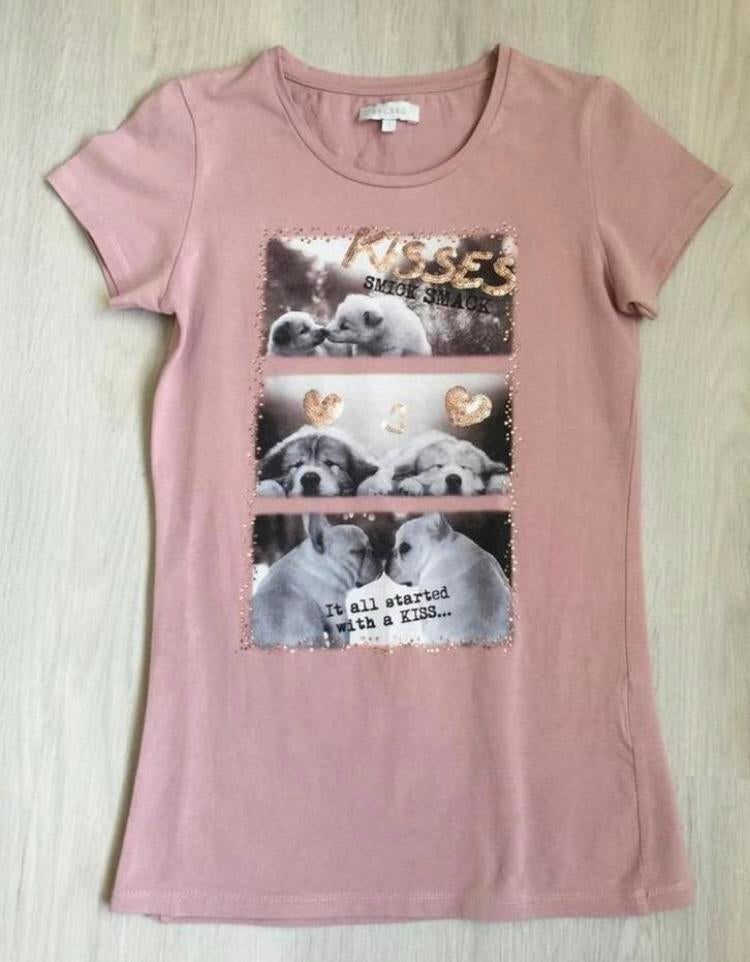 T-shirt roze maat S heel nette staat Hondjes op, Ophalen of Verzenden, Zo goed als nieuw, Maat 36 (S), Roze