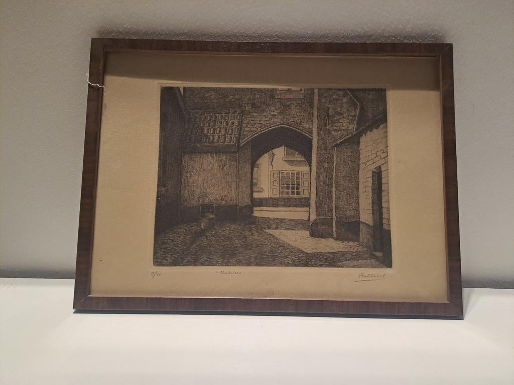 Ets van J Bollaert van Begijnhof Mechelen (5/12), Antiek en Kunst, Kunst | Etsen en Gravures, Ophalen