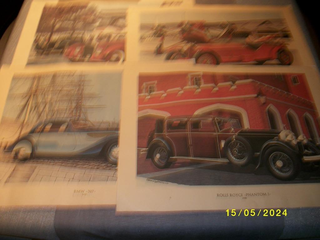 4 oude posters van Oldtimers - Rolls Royes / Delage / BMW 32, Verzamelen, Automerken, Motoren en Formule 1, Gebruikt, Auto's, Ophalen of Verzenden