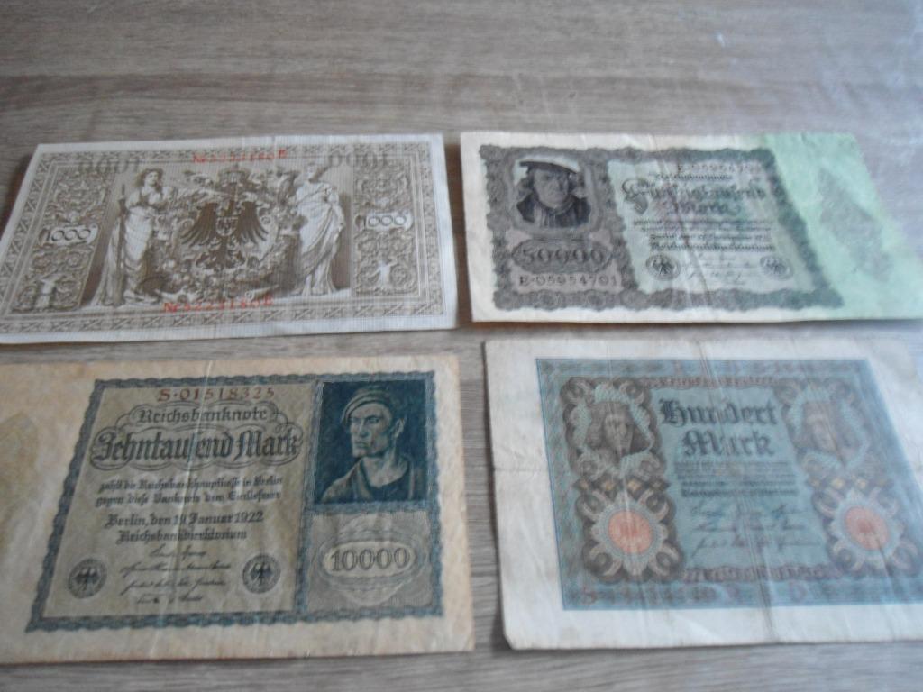 Lot de 4 Anciens Billets usagés Allemands, Enlèvement ou Envoi, Allemagne, Billets en vrac