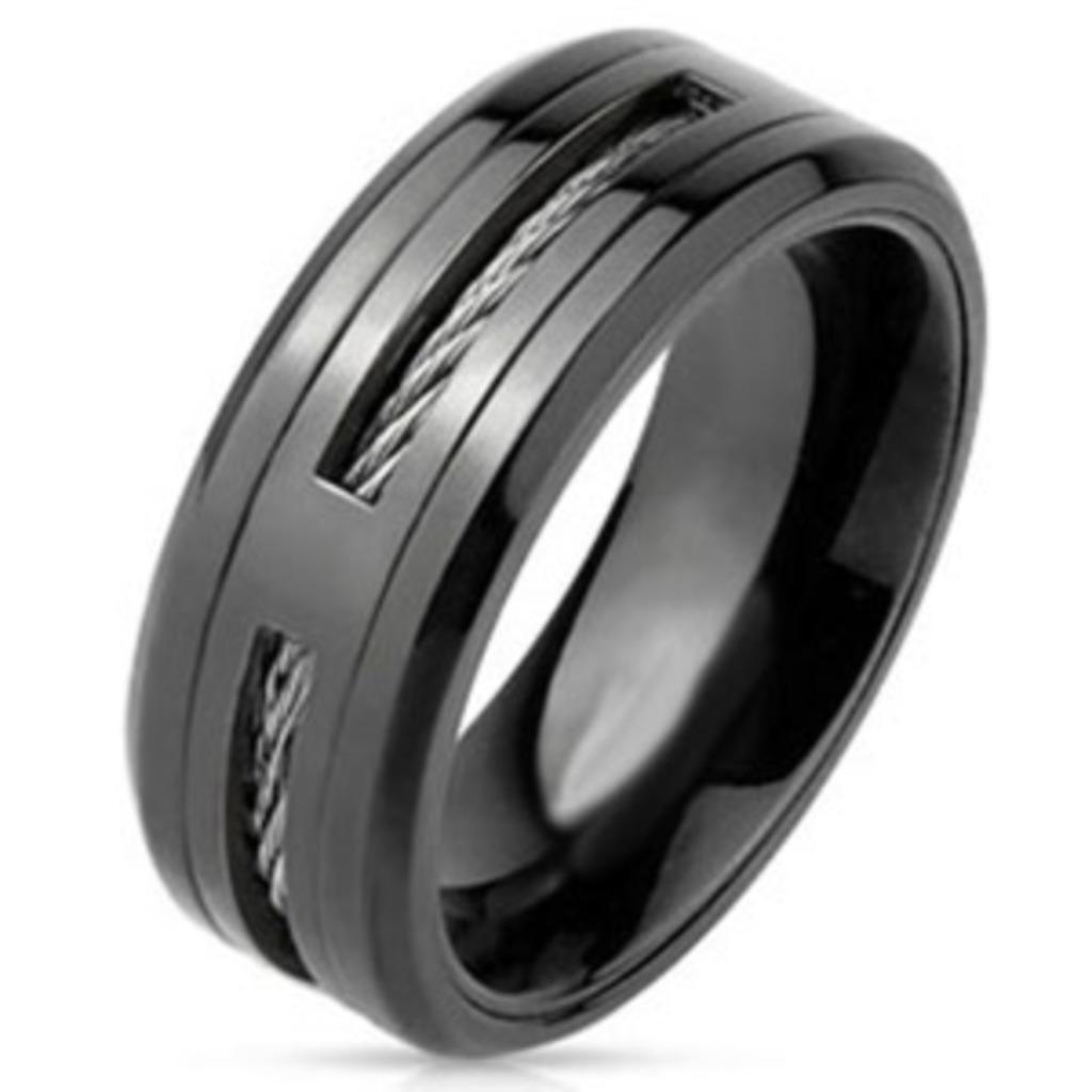 Bague câble acier noir pour homme, Enlèvement ou Envoi, Neuf, Fer ou Acier, Homme