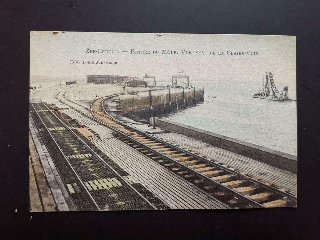 Zeebrugge Mole en spoorlijn, Verzamelen, Ophalen of Verzenden, Voor 1920, Ongelopen, West-Vlaanderen