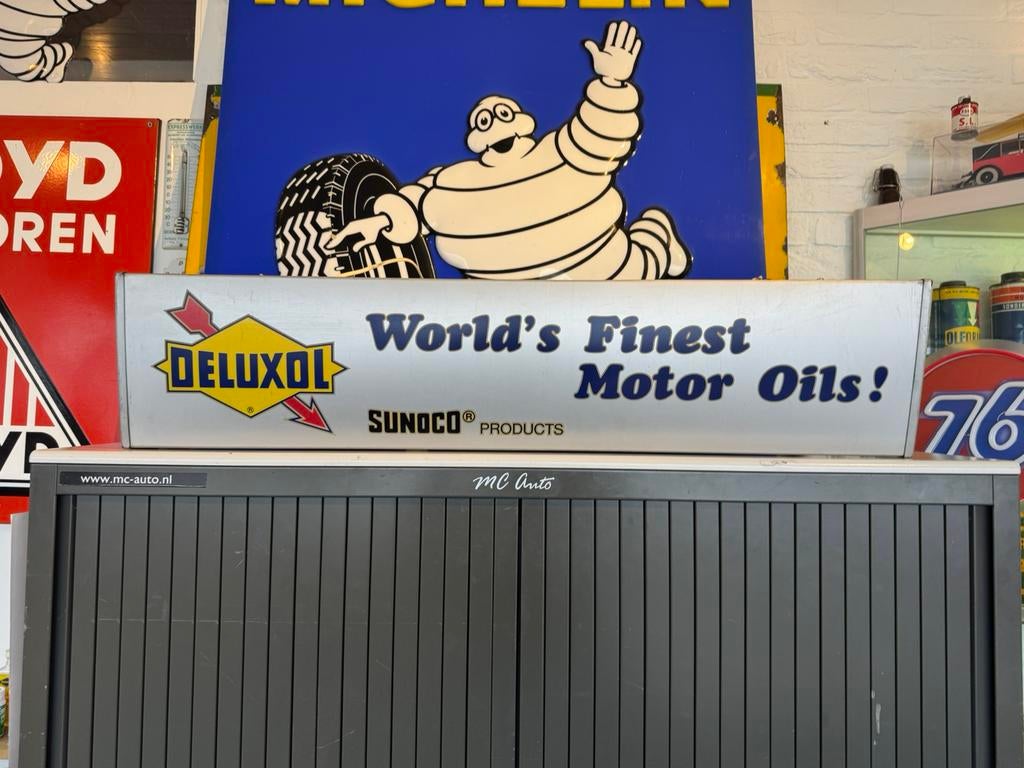 DELUXOL / Sunoco oude reclame lichtbak, Verzamelen, Ophalen, Gebruikt, Lichtbak of (neon) lamp