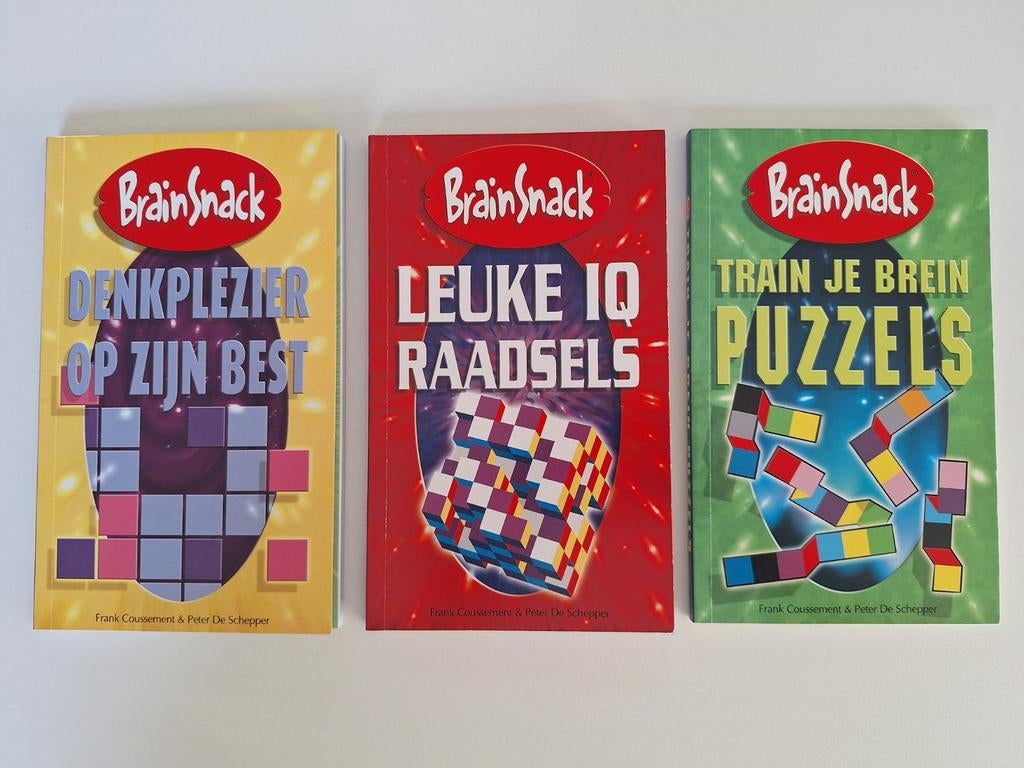 Nieuw: 3 puzzelboeken brain snack, Ophalen