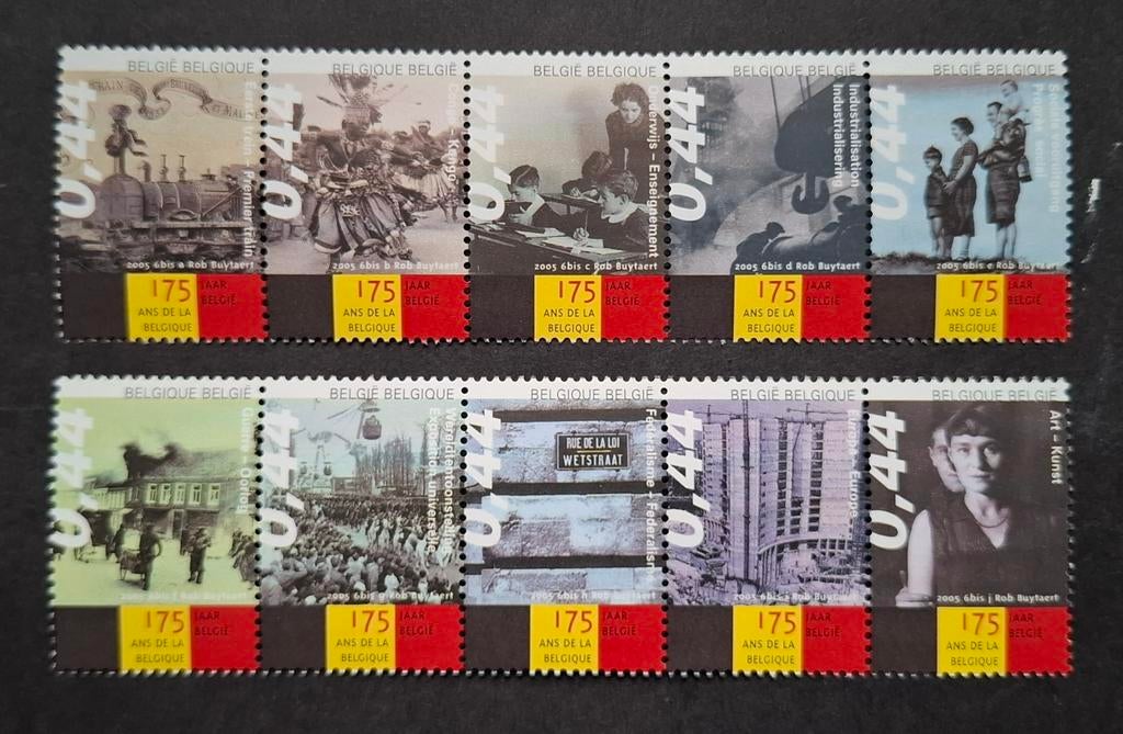 Belgique : COB 3357/66 ** 175 ans de la Belgique 2005., Sans timbre, Neuf, Enlèvement ou Envoi, Non oblitéré