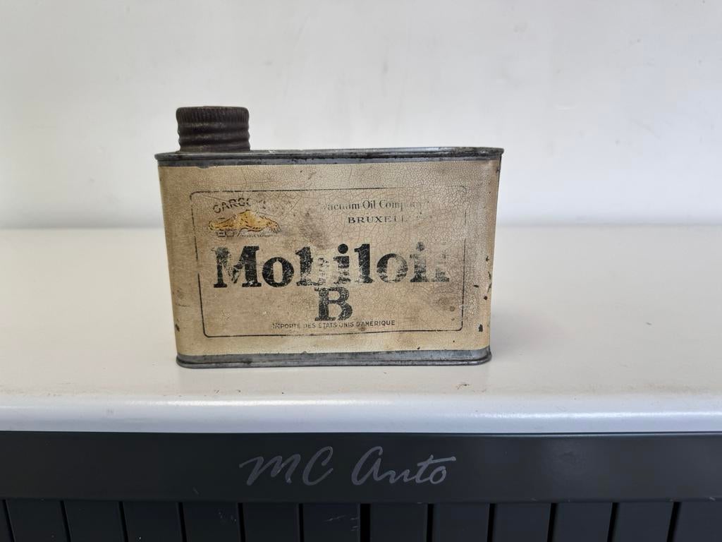 Mobiloil oil B 1 liter olie blik, Ophalen of Verzenden, Gebruikt, Verpakking