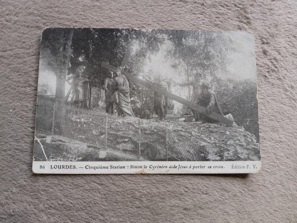 Oude prentkaart Lourdes gefrankeerd, Verzamelen, Verzenden