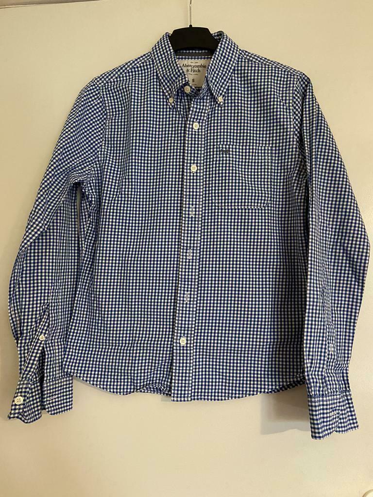 Chemise homme à carreaux bleu/blanc New, Neuf, Enlèvement ou Envoi, Tour de cou 38 (S) ou plus petit, Abercrombie & Fitch