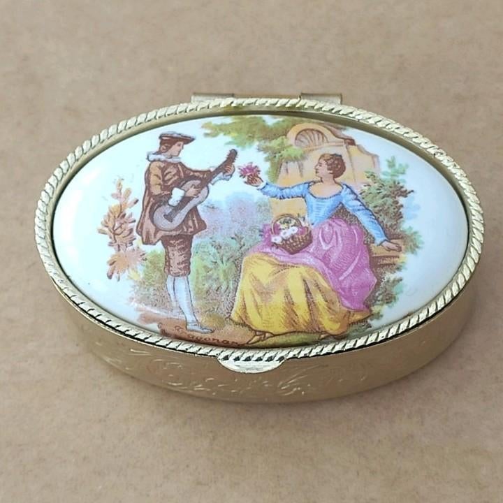 Vintage Pillendoosje, Bijoux, Sacs & Beauté, Enlèvement ou Envoi, Comme neuf, Or, Or