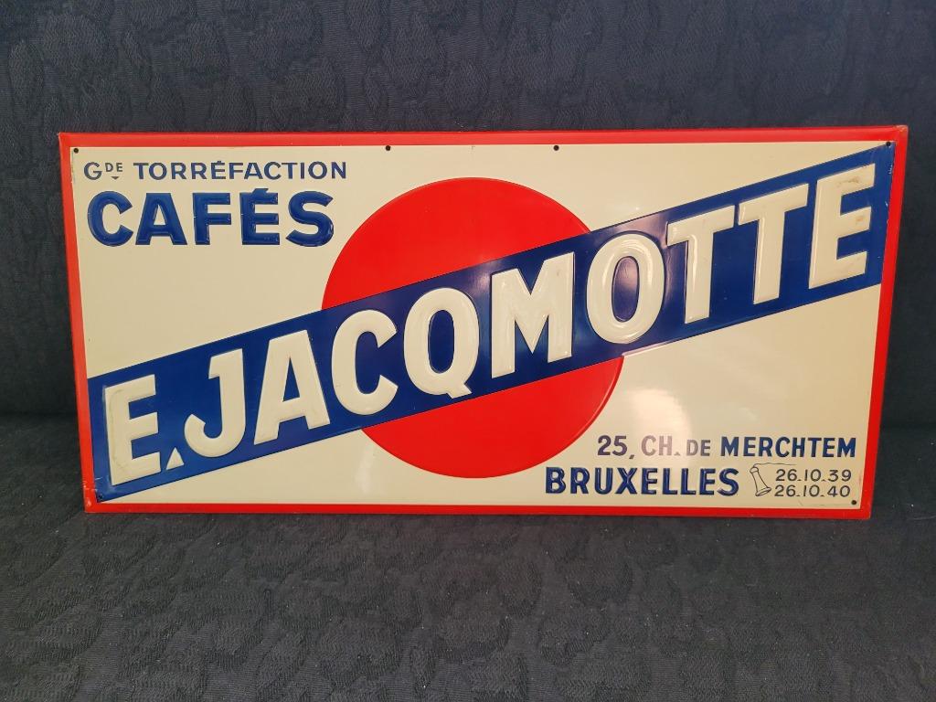 koffiereclamebord E. Jacqmotte 1937, Ophalen of Verzenden, Gebruikt, Reclamebord