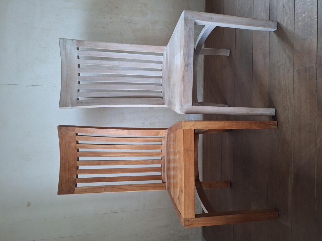 Teak stoelen 4 in totaal., Ophalen, Zo goed als nieuw, Grijs