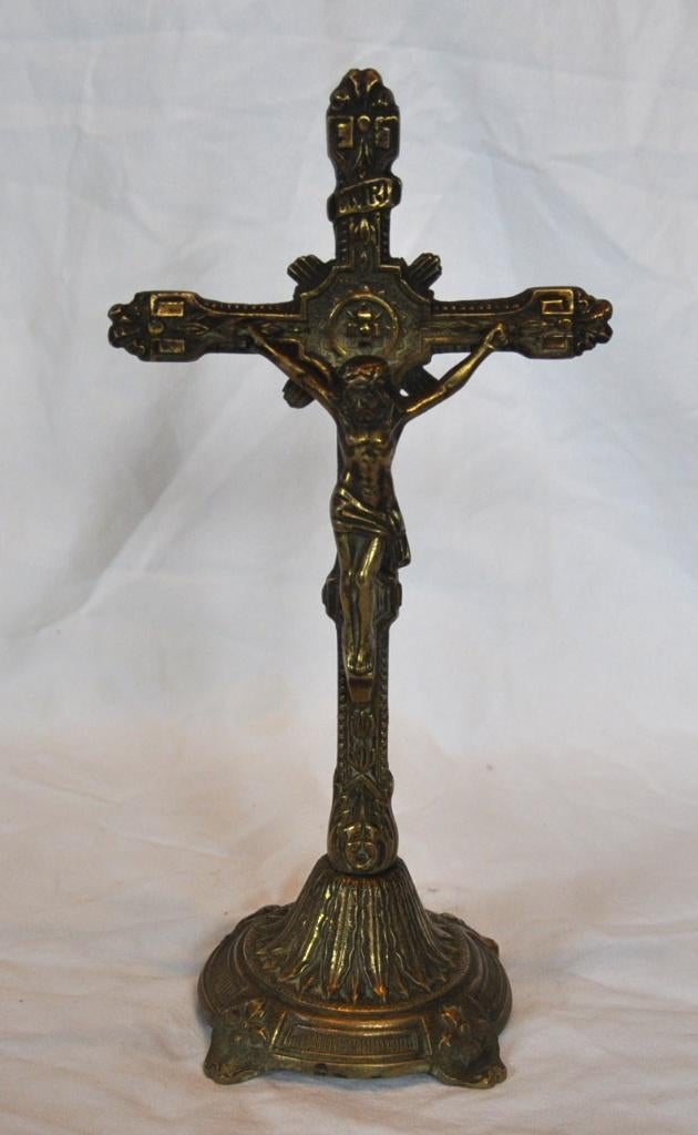 crucifix a poser en laiton massif, Ophalen of Verzenden