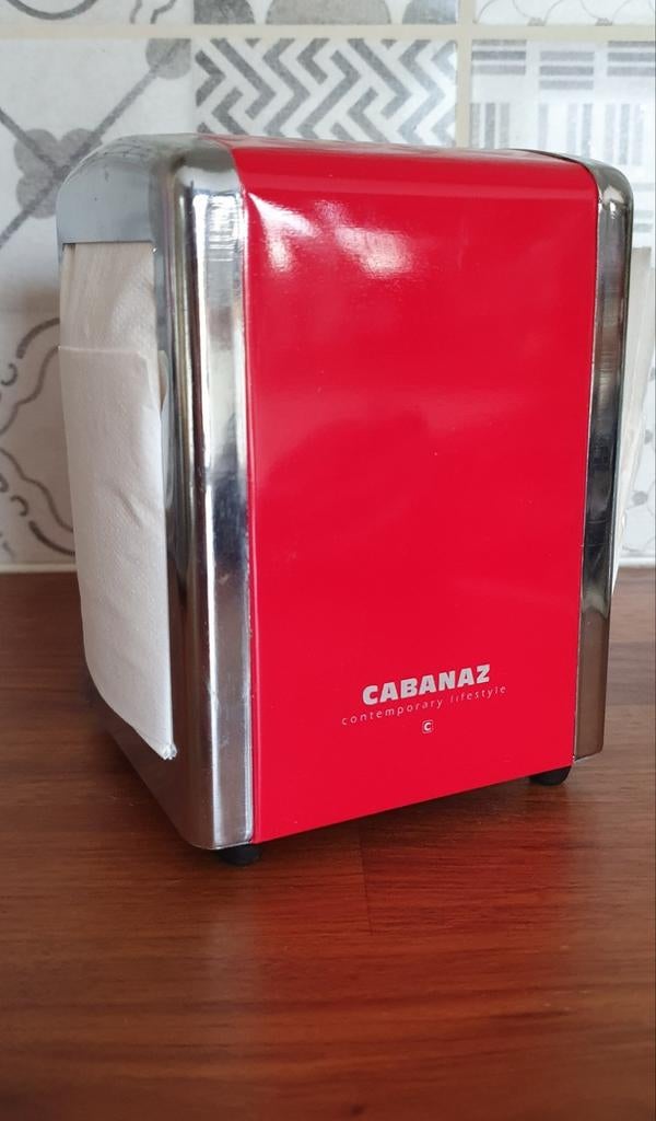 Nieuwstaat! Retro Serviettenhouder merk Cabanaz gevuld, Ophalen, Zo goed als nieuw
