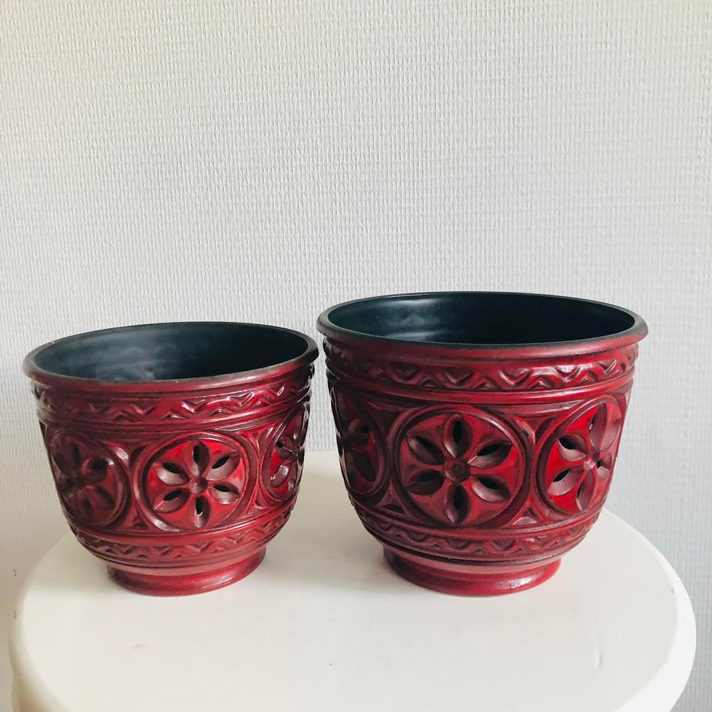 Vintage - Plastieken Bloempotten Emsa - nr 13 + 15, Antiek en Kunst, Ophalen of Verzenden