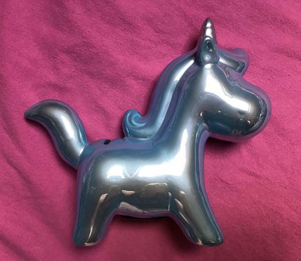 Metallic blauwe eenhoorn spaarpot, Zo goed als nieuw, Dier