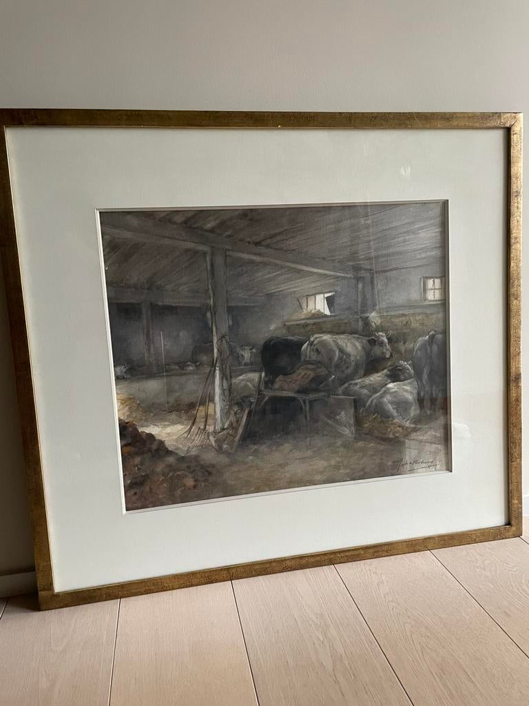 Aquarelle - étable à vaches - Jean Batenburg, Enlèvement