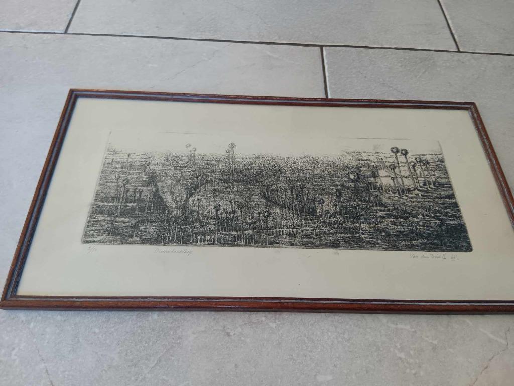 ets droomlandschap gesigneerd Maurice van den dries, Antiek en Kunst, Ophalen of Verzenden