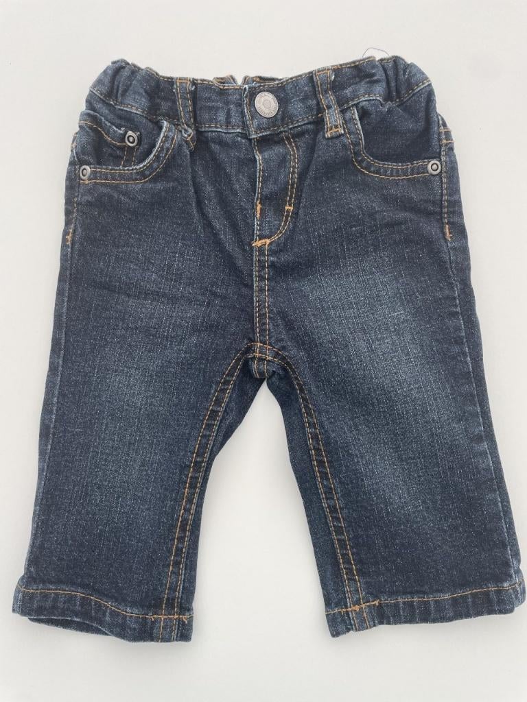 Blauwe jeansbroek maat 68, Kinderen en Baby's, Babykleding | Maat 68, Broekje, Ophalen of Verzenden, Zo goed als nieuw, Hema