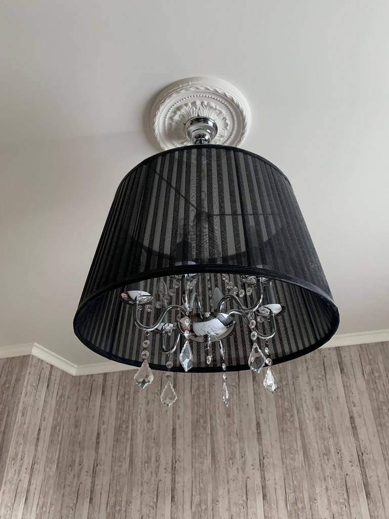 Moderne luster - zwart, Huis en Inrichting, Lampen | Kroonluchters, Ophalen of Verzenden, Zo goed als nieuw
