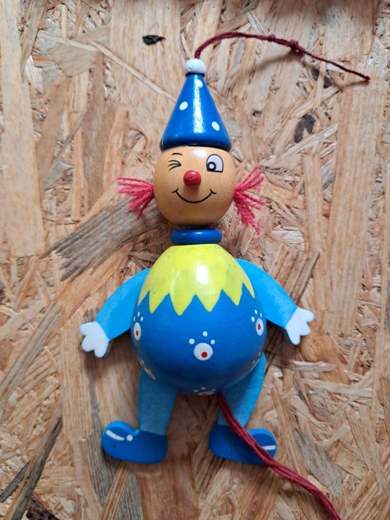 Houten speelgoed clown, Ophalen, Gebruikt, Duw- of Trekspeelgoed