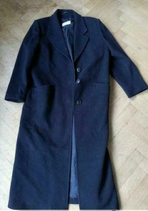 donkerblauwe wintermantel, Gedragen, Maat 42/44 (L), Blauw