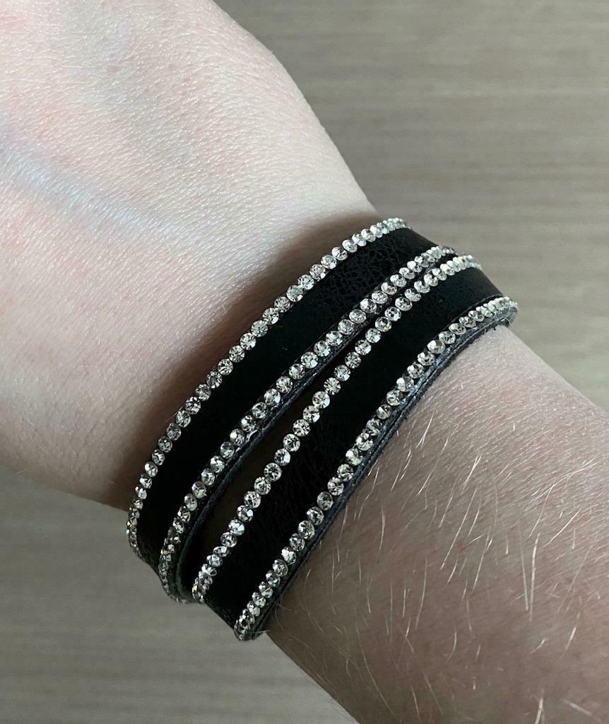 Zwarte armband met strass - NIEUW, Envoi, Neuf, Noir, Avec strass