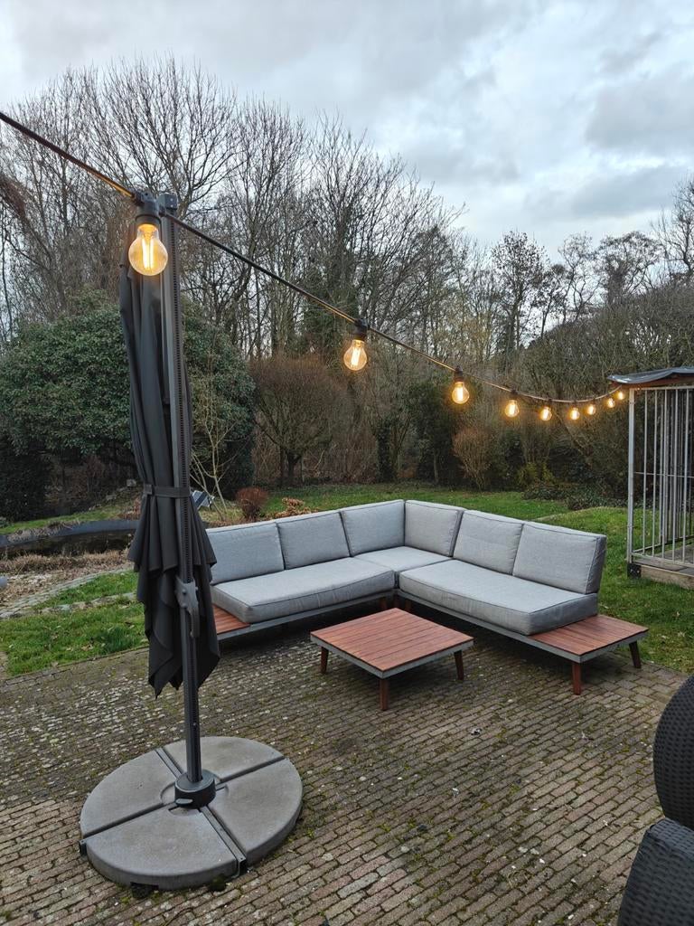 Gezellige lichtslinger 12 m – 12 lampen – warm sfeerlicht, Tuin en Terras, Buitenverlichting, Ophalen, Zo goed als nieuw, Netvoeding