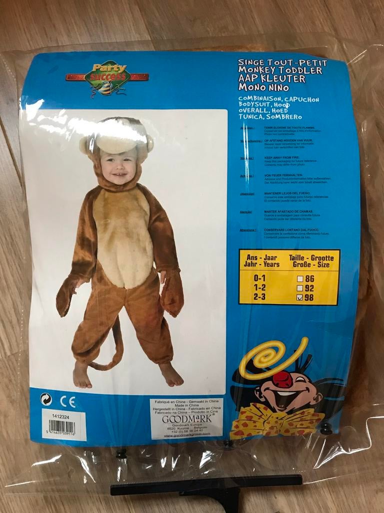 Carnavalspak aap, Kinderen en Baby's, Carnavalskleding en Verkleedspullen, Ophalen, Zo goed als nieuw