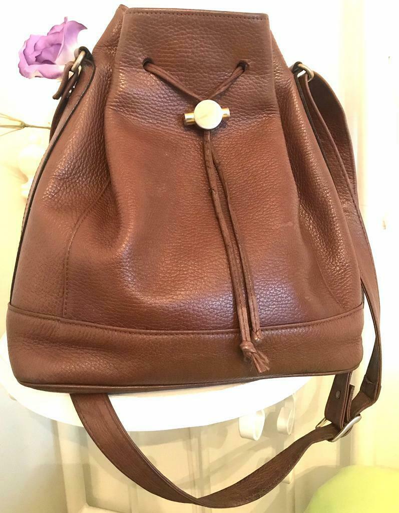 Sac à bandoulière fourre tout cuir brun, 27x30 cm, Brun, Cuir