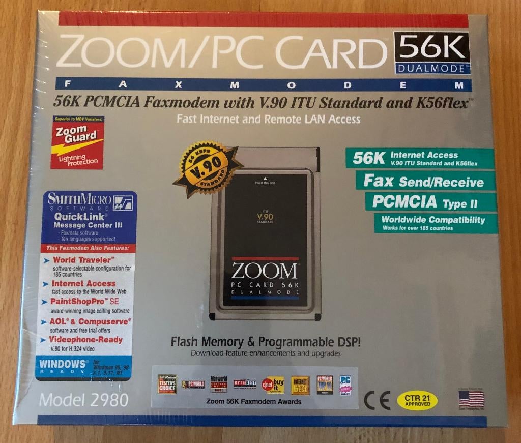 Zoom Model2980 56K Pcmcia FaxModem (NIEUW), Computers en Software, Ophalen, Nieuw, Zoom